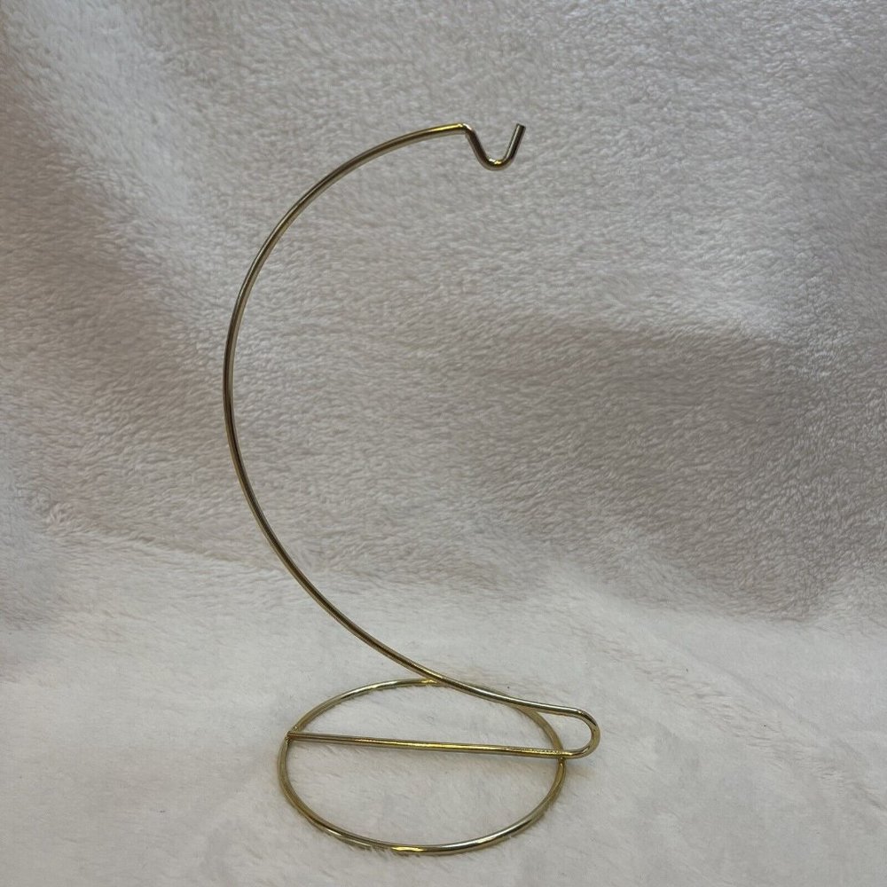 7" Brass Curve‎ Down Ornament Stand Metal Gold Tone Christmas Decoration